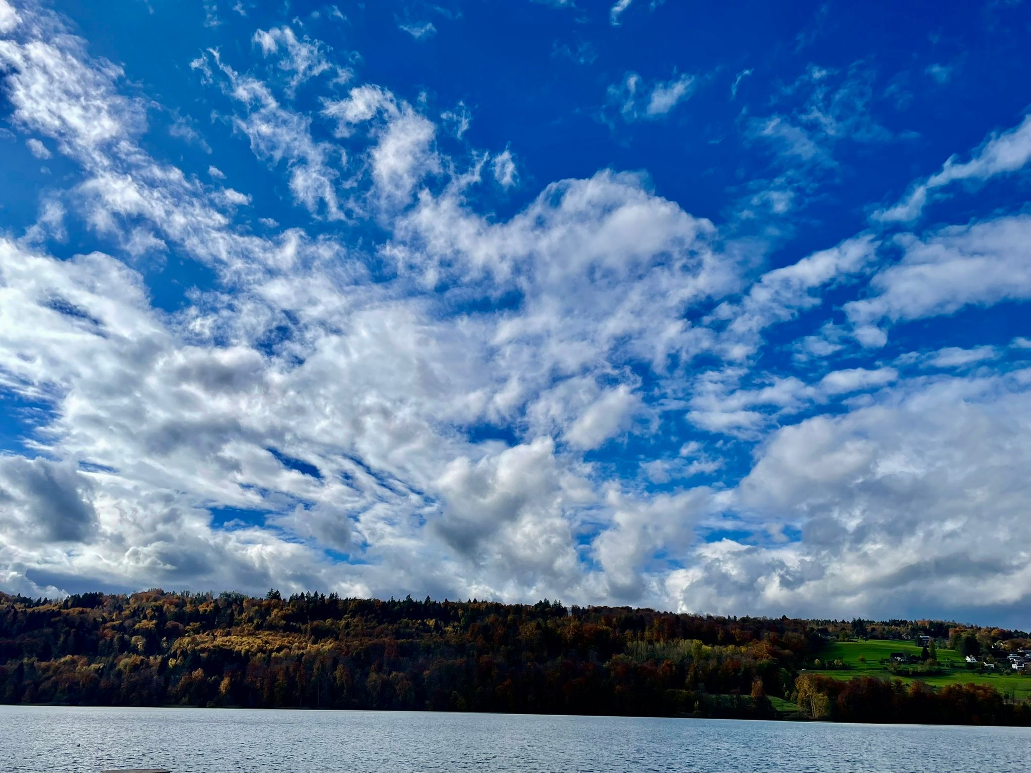 Herbsthimmel über dem Hallwilersee und Böjelerwald